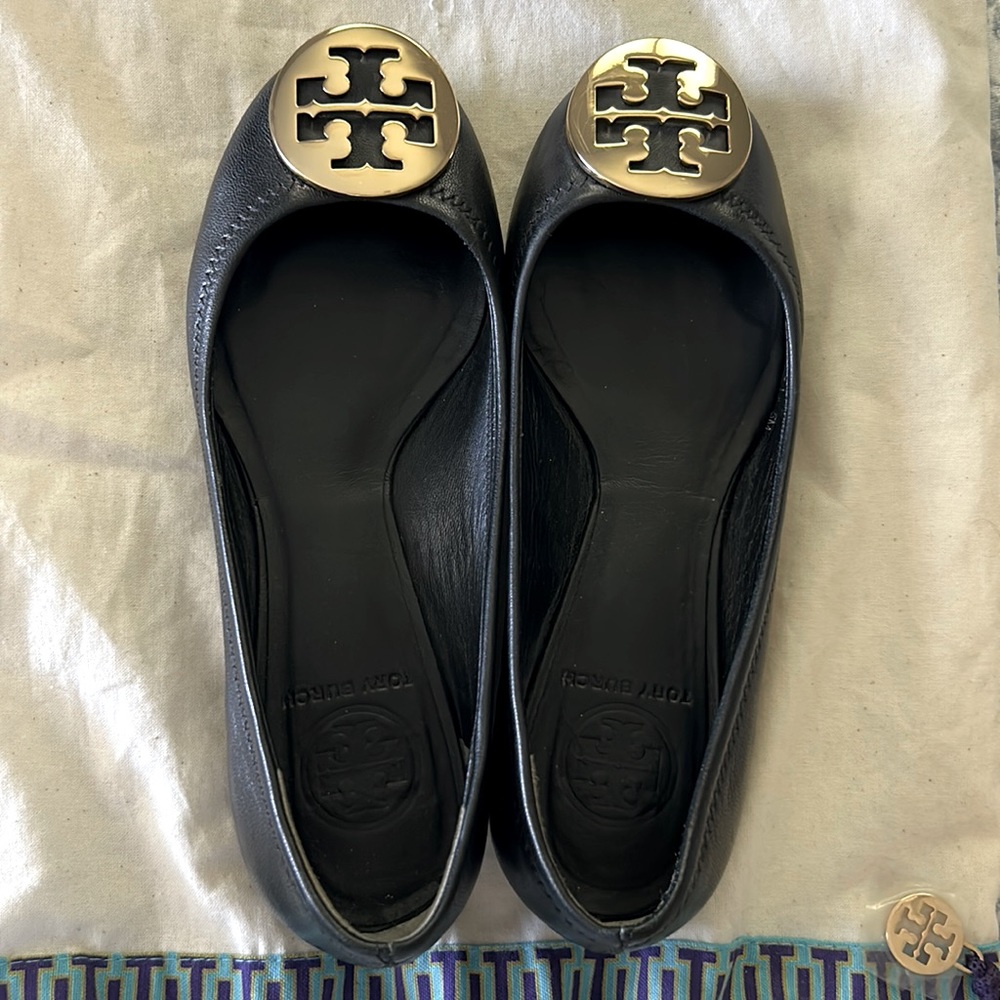 Tory Burch Black Leather Ballet Flats Size 5